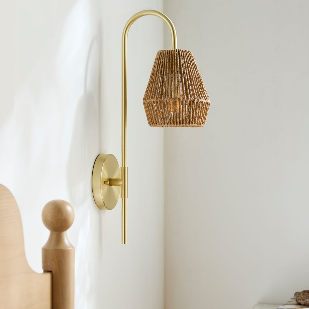 Modern European furniture - Curved Metal Rattan Wall Lamp - www.oroa.com | Oroa.com