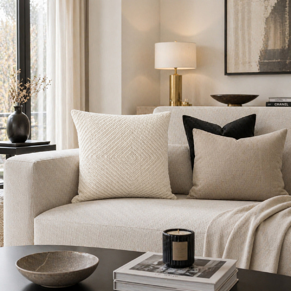Modern European furniture - Beige Woven Down Insert Pillow - www.oroa.com | Oroa.com