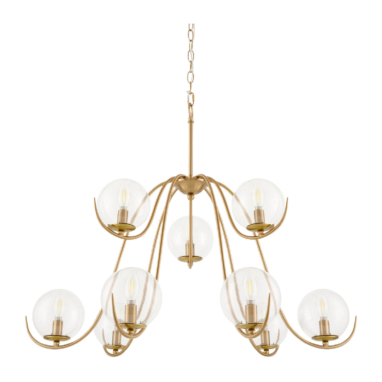 Modern European furniture - Clear Glass Orbs 9-Light Chandelier - www.oroa.com | Oroa.com