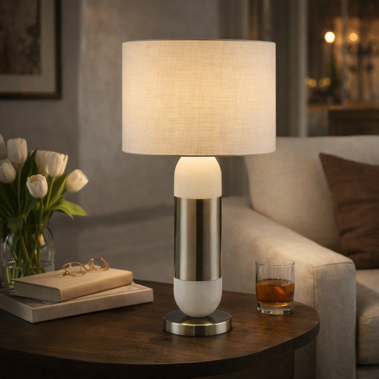 Modern European furniture - Silver Wrapped Marble Table Lamp - www.oroa.com | Oroa.com