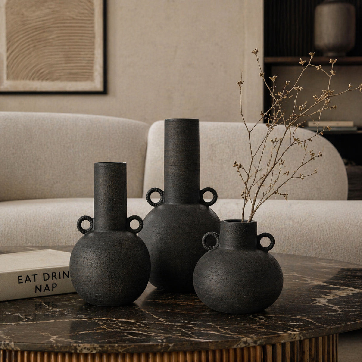 Modern European furniture - Long-Necked Ceramic Vases (3) - www.oroa.com | Oroa.com