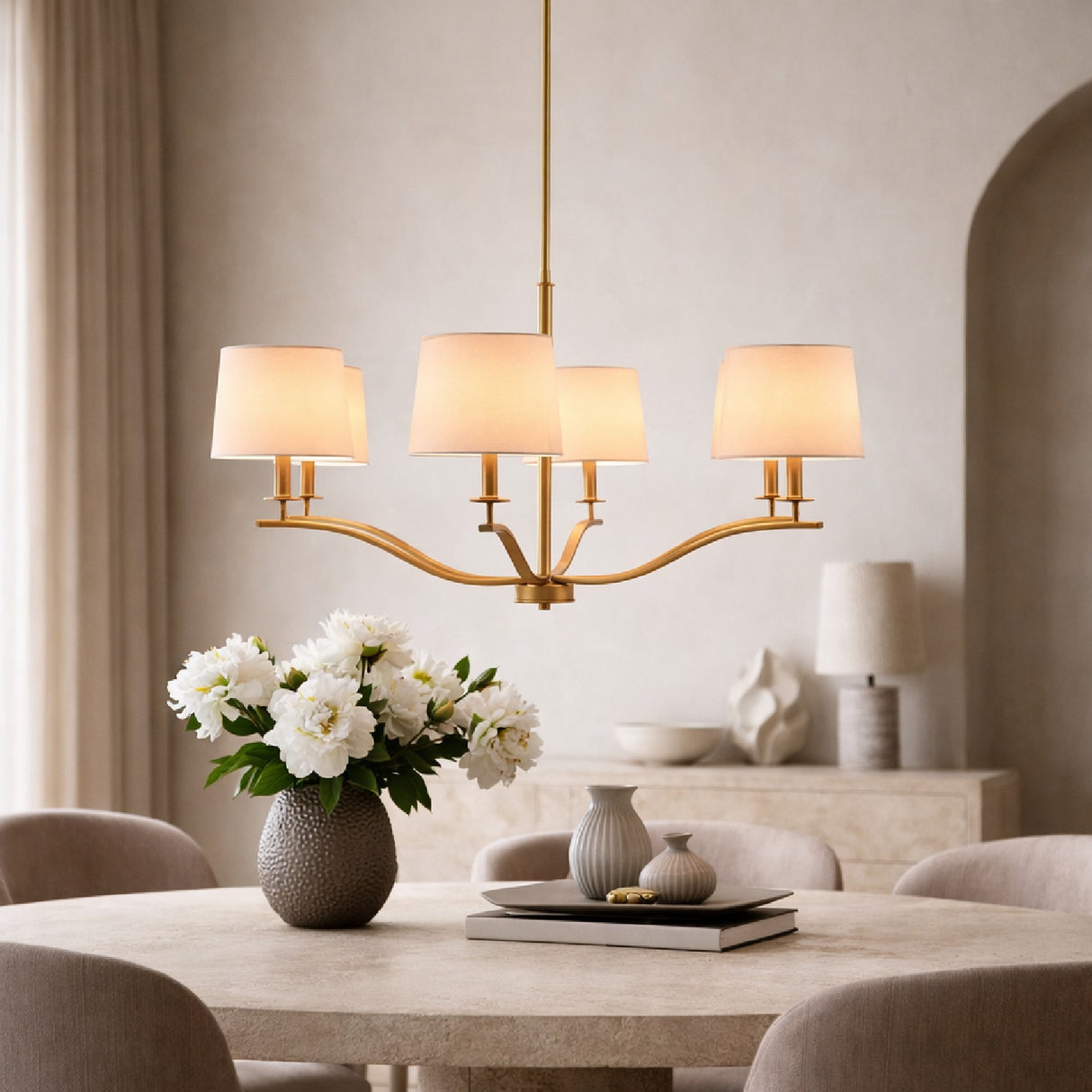 Modern European furniture - White Linen 6-Light Chandelier - www.oroa.com | Oroa.com