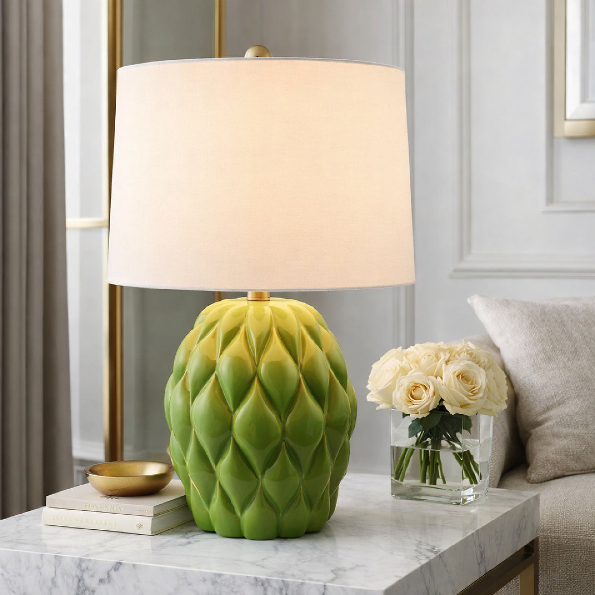 Modern European furniture - Reliefed Ceramic Accent Table Lamp - www.oroa.com | Oroa.com