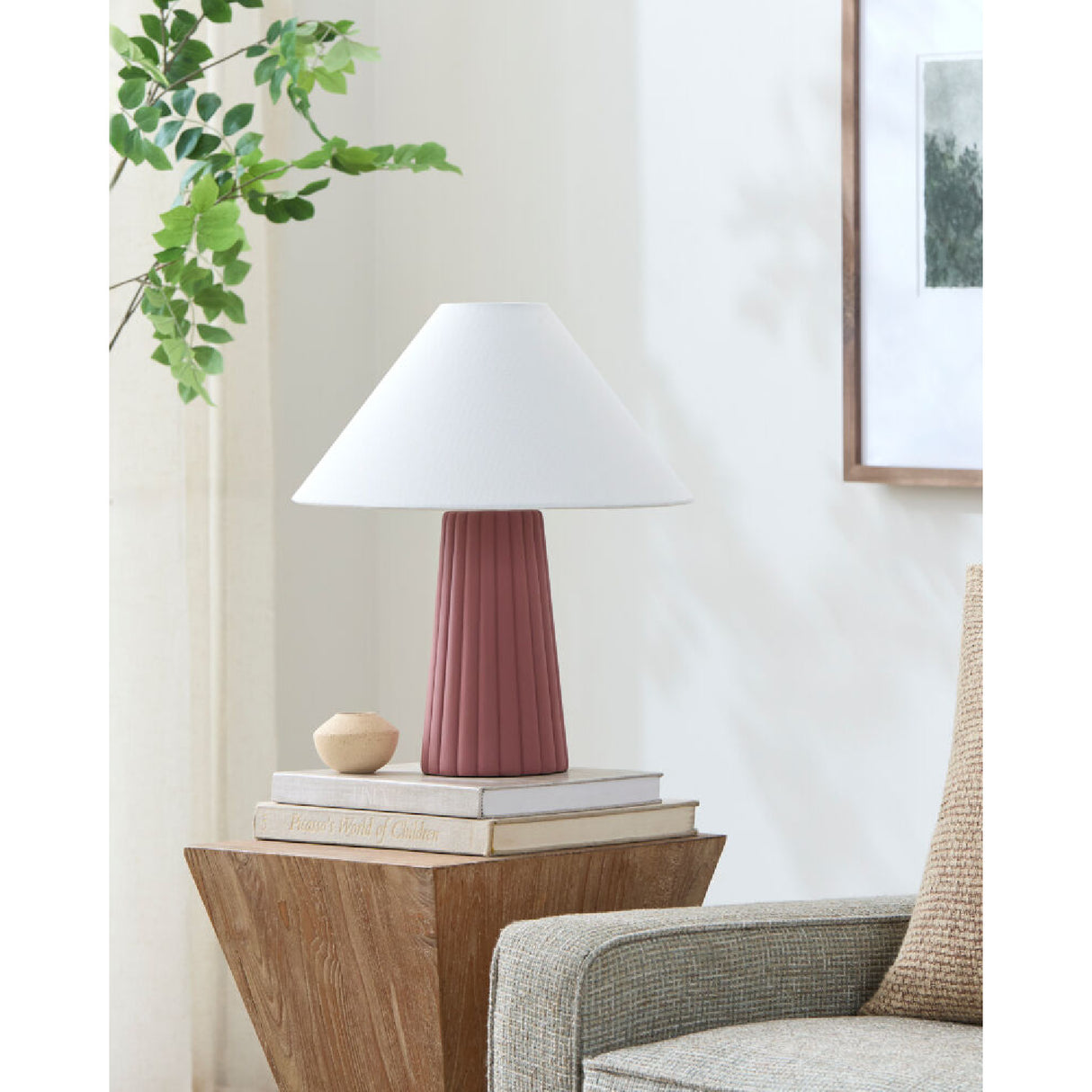 Fluted Ceramic Linen Table Lamp | Oroa.com