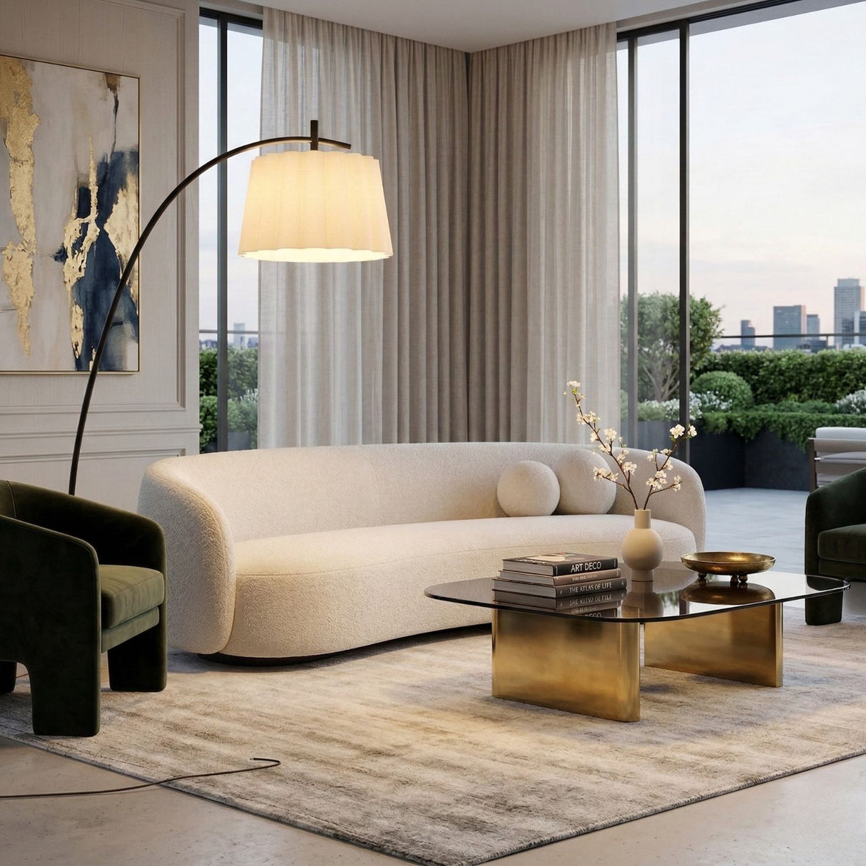 Modern European furniture - White Linen Scalloped Floor Lamp - www.oroa.com | Oroa.com