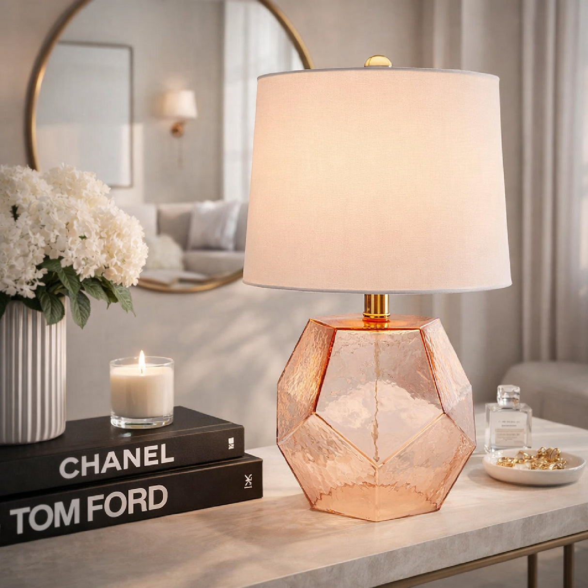 Modern European furniture - Clear Pink Glass Table Lamp - www.oroa.com | Oroa.com