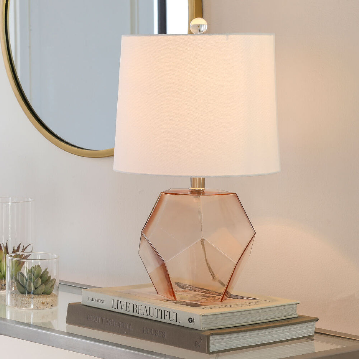Modern European furniture - Clear Pink Glass Table Lamp - www.oroa.com | Oroa.com