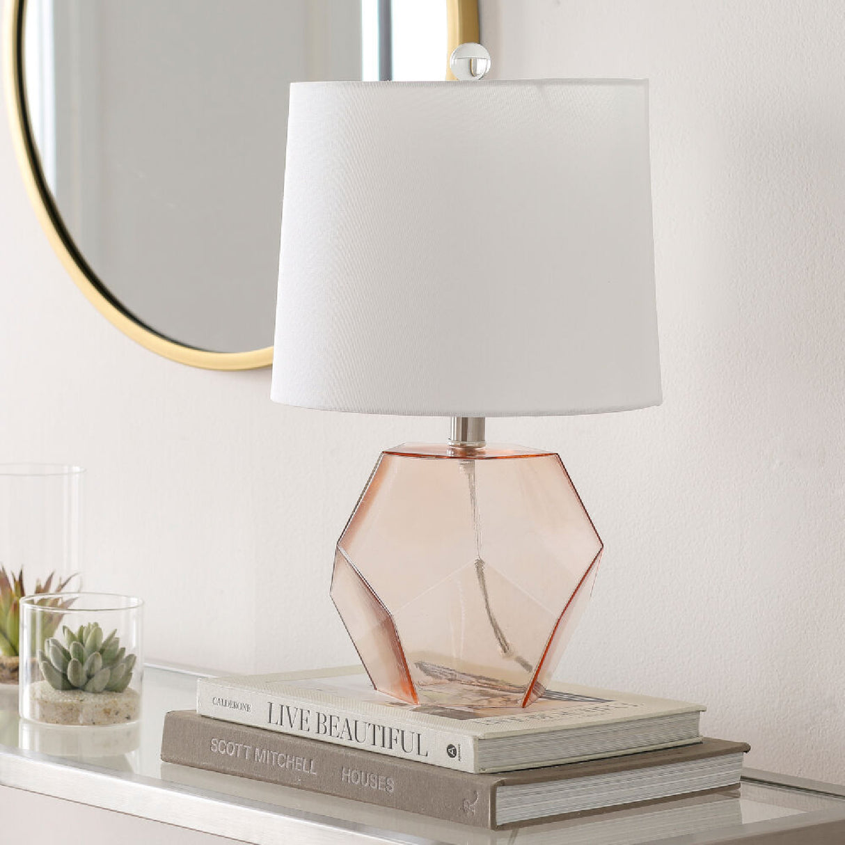 Modern European furniture - Clear Pink Glass Table Lamp - www.oroa.com | Oroa.com