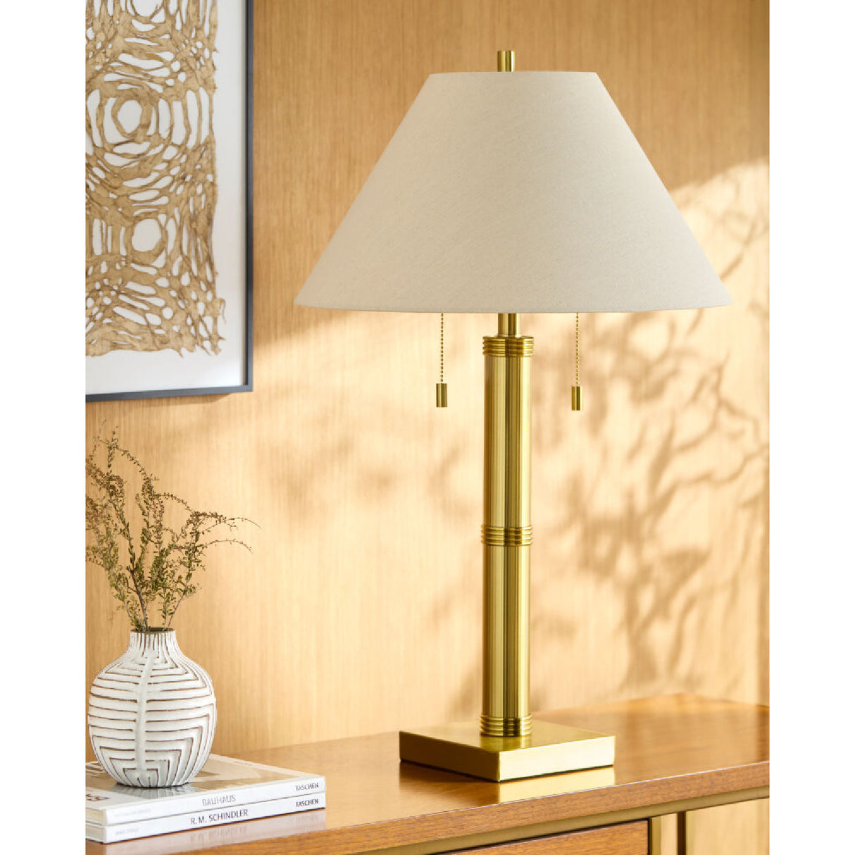 Modern European furniture - Taupe Linen Accent Table Lamp - www.oroa.com | Oroa.com