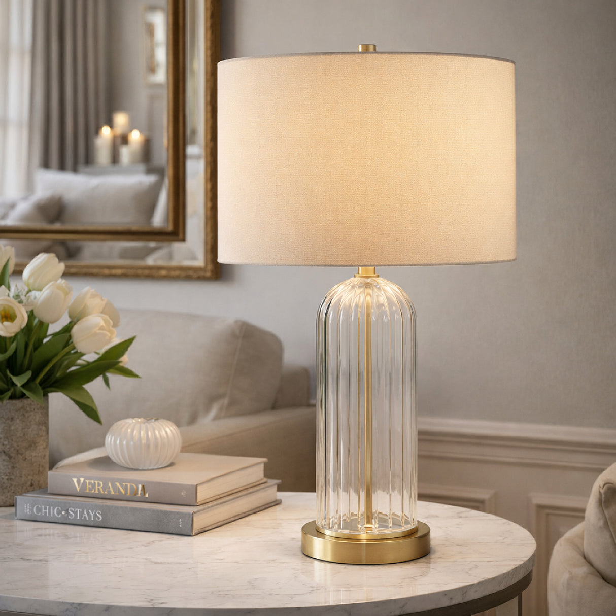 Modern European furniture - Glass Base Accent Table Lamp - www.oroa.com | Oroa.com