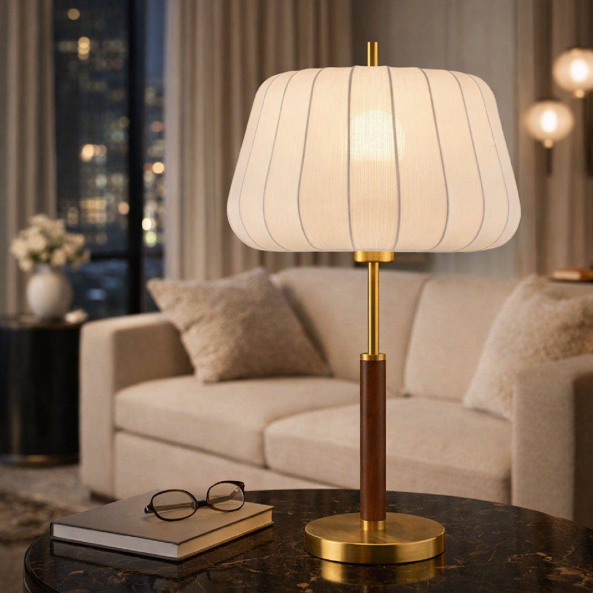 White Cotton Accent Table Lamp | Oroa.com