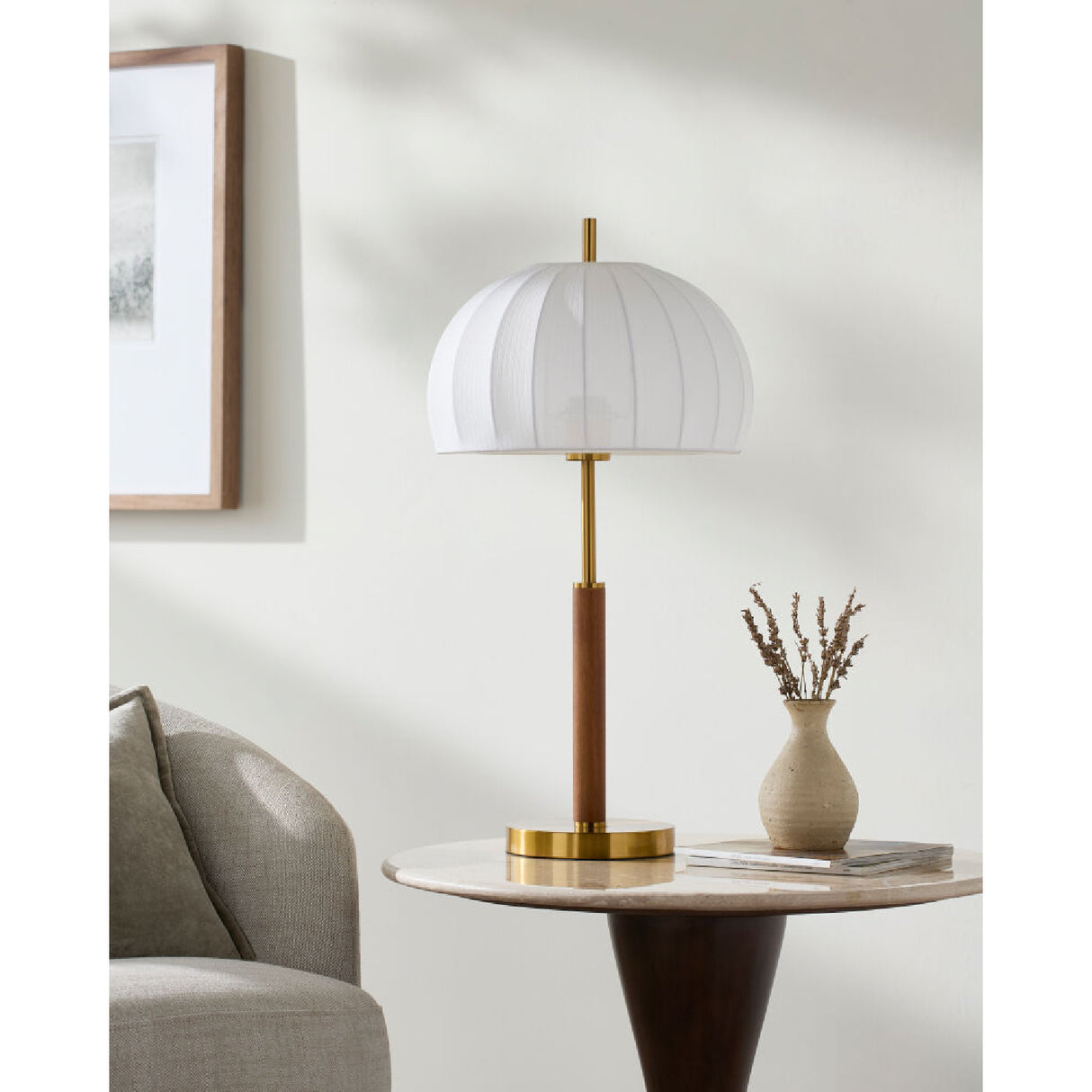 White Cotton Accent Table Lamp | Oroa.com