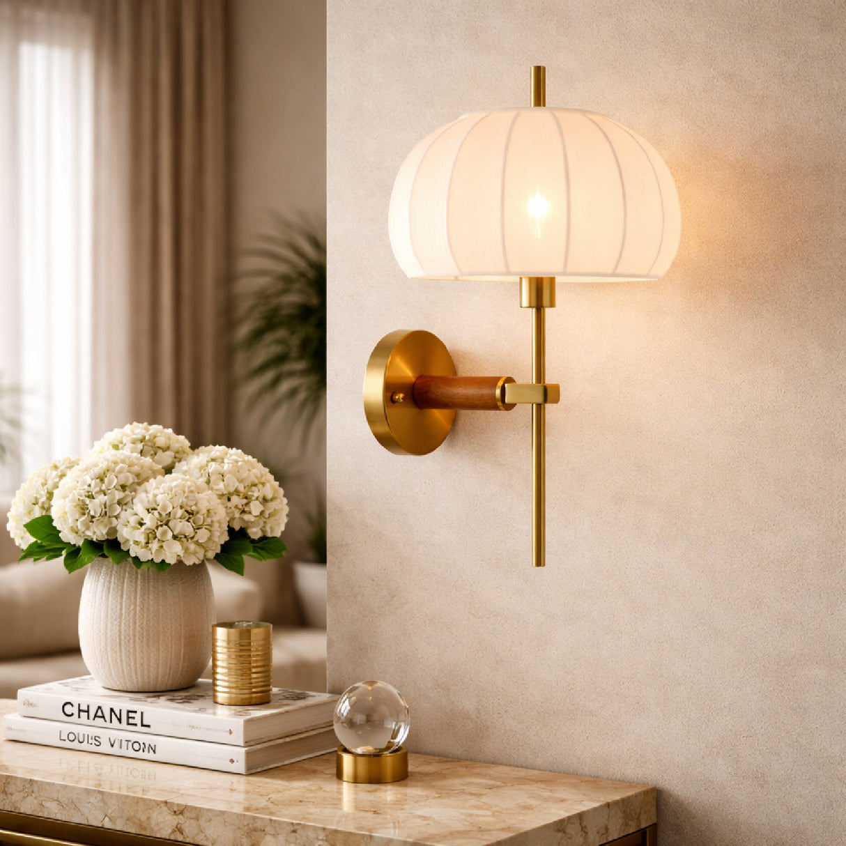 Modern European furniture - White Cotton Accent Wall Lamp - www.oroa.com | Oroa.com