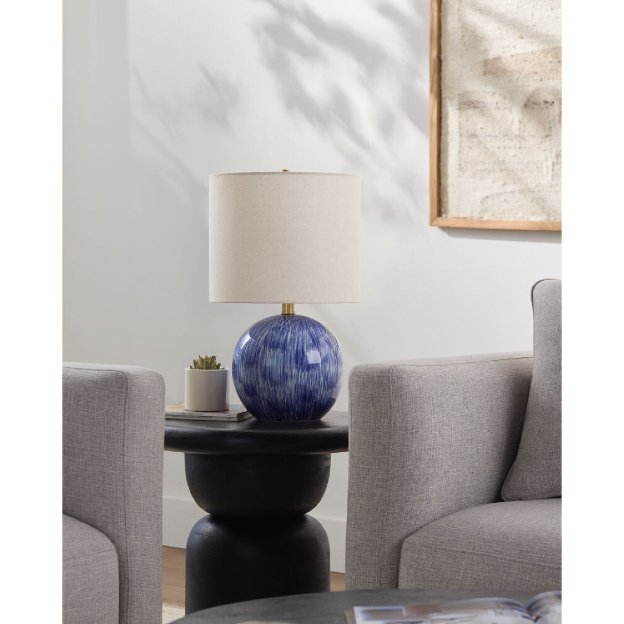 Modern European furniture - Glazed Blue Ceramic Table Lamp - www.oroa.com | Oroa.com