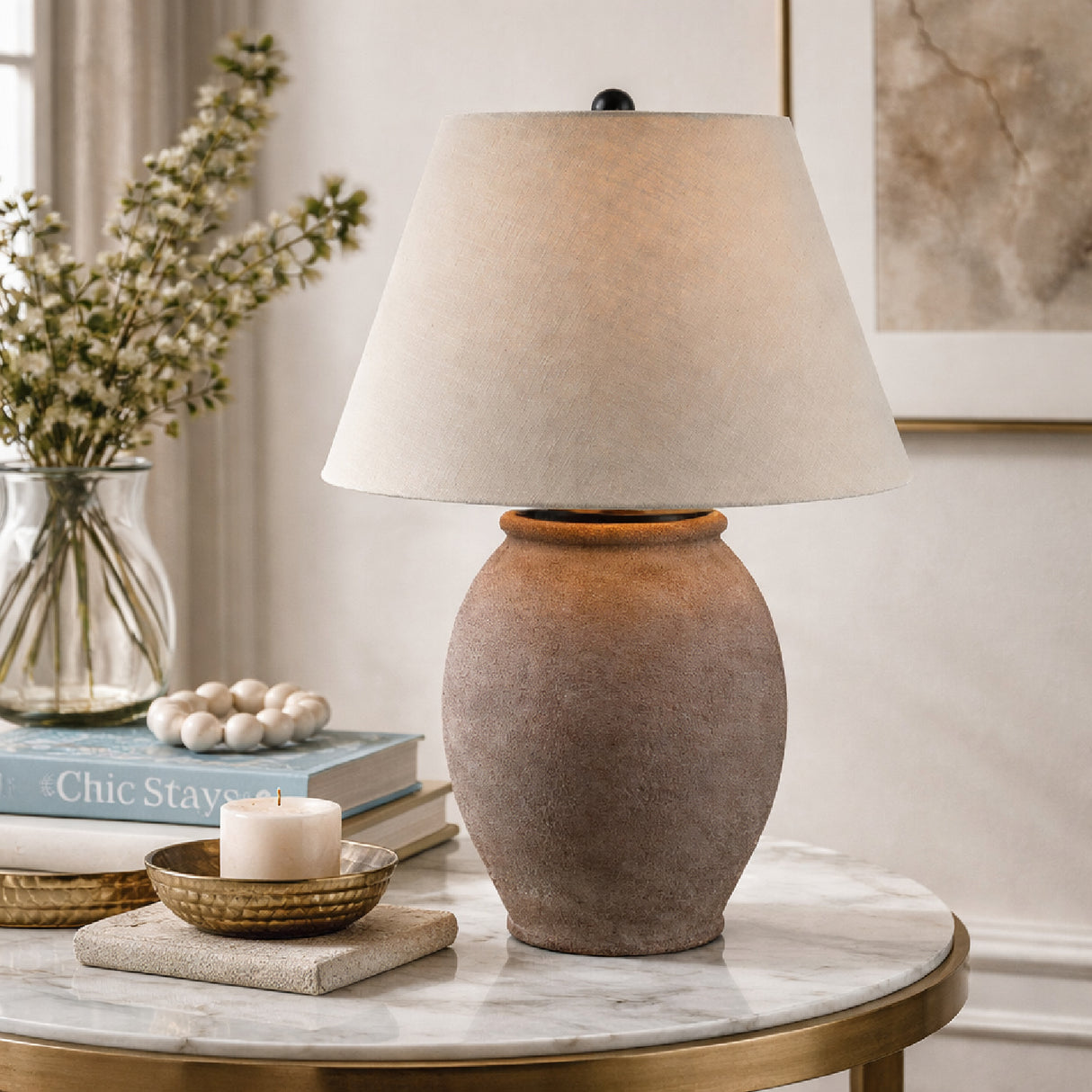 Modern European furniture - Brown Cement Accent Table Lamp - www.oroa.com | Oroa.com