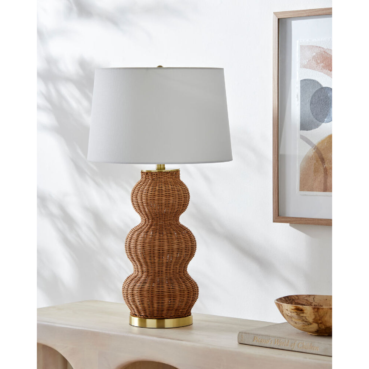 Modern European furniture - Wavy Rattan Linen Table Lamp - www.oroa.com | Oroa.com
