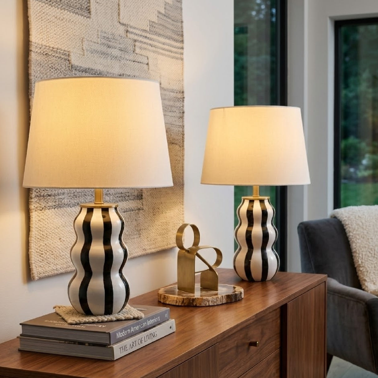 Wavy Stripes Ceramic Table Lamps (2) | Oroa.com