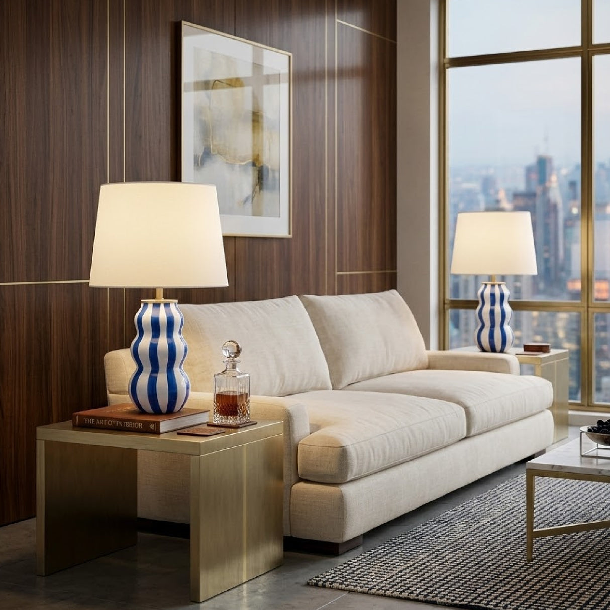 Wavy Stripes Ceramic Table Lamps (2) | Oroa.com