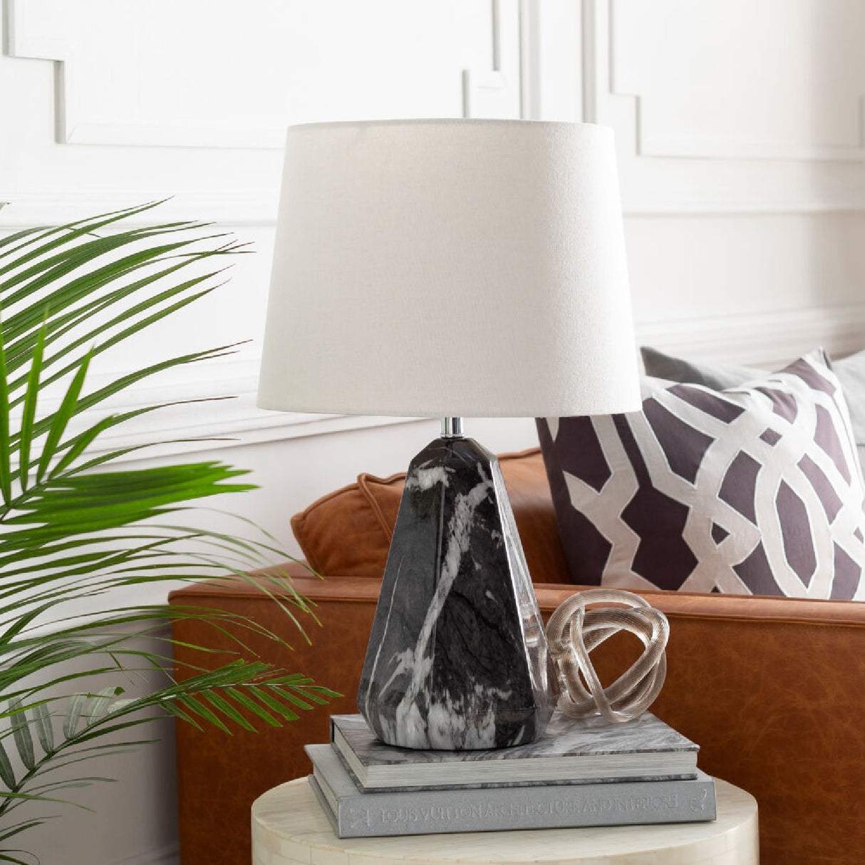 Modern European furniture - Marbled Black Accent Table Lamp - www.oroa.com | Oroa.com