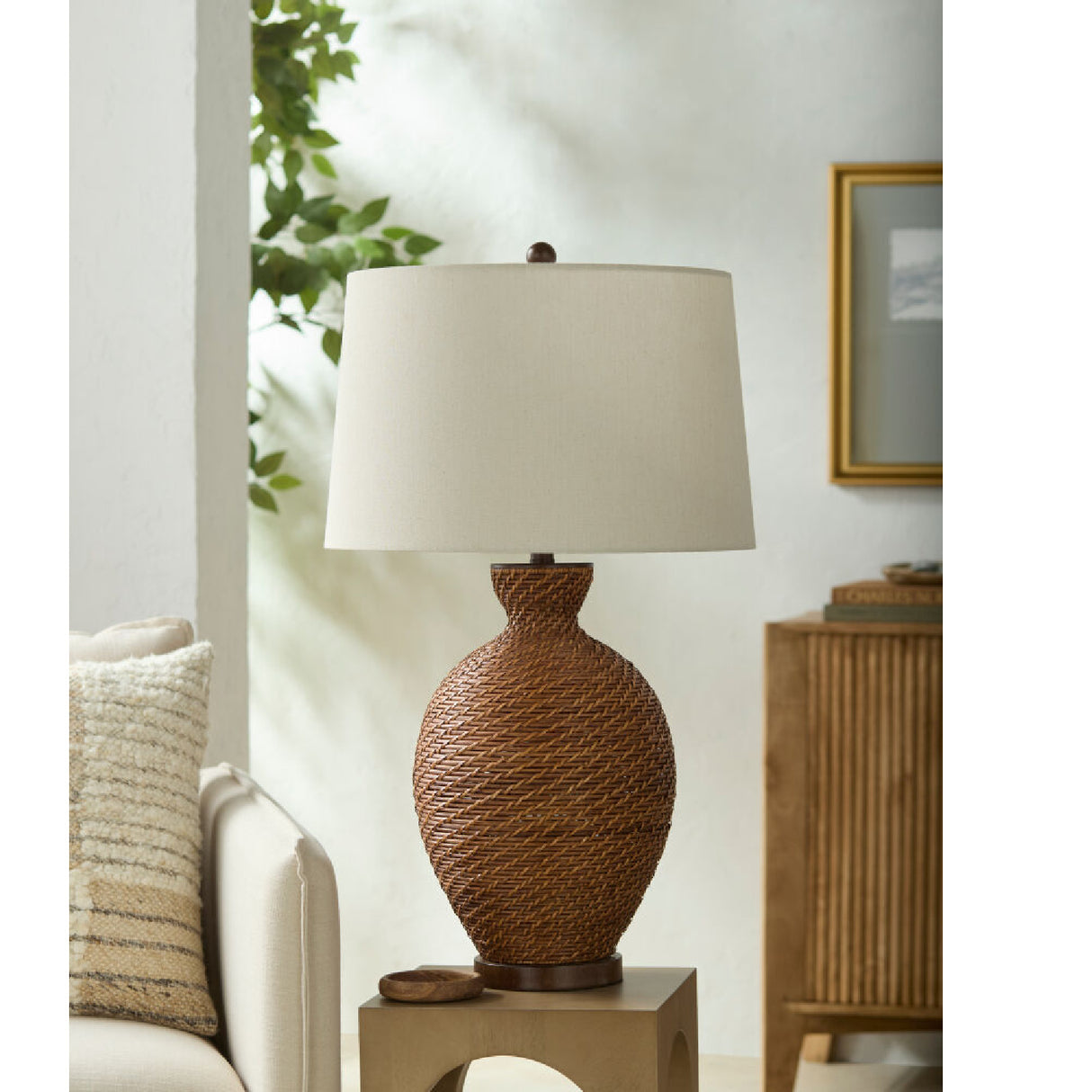 Painted Rattan Accent Table Lamp | Oroa.com