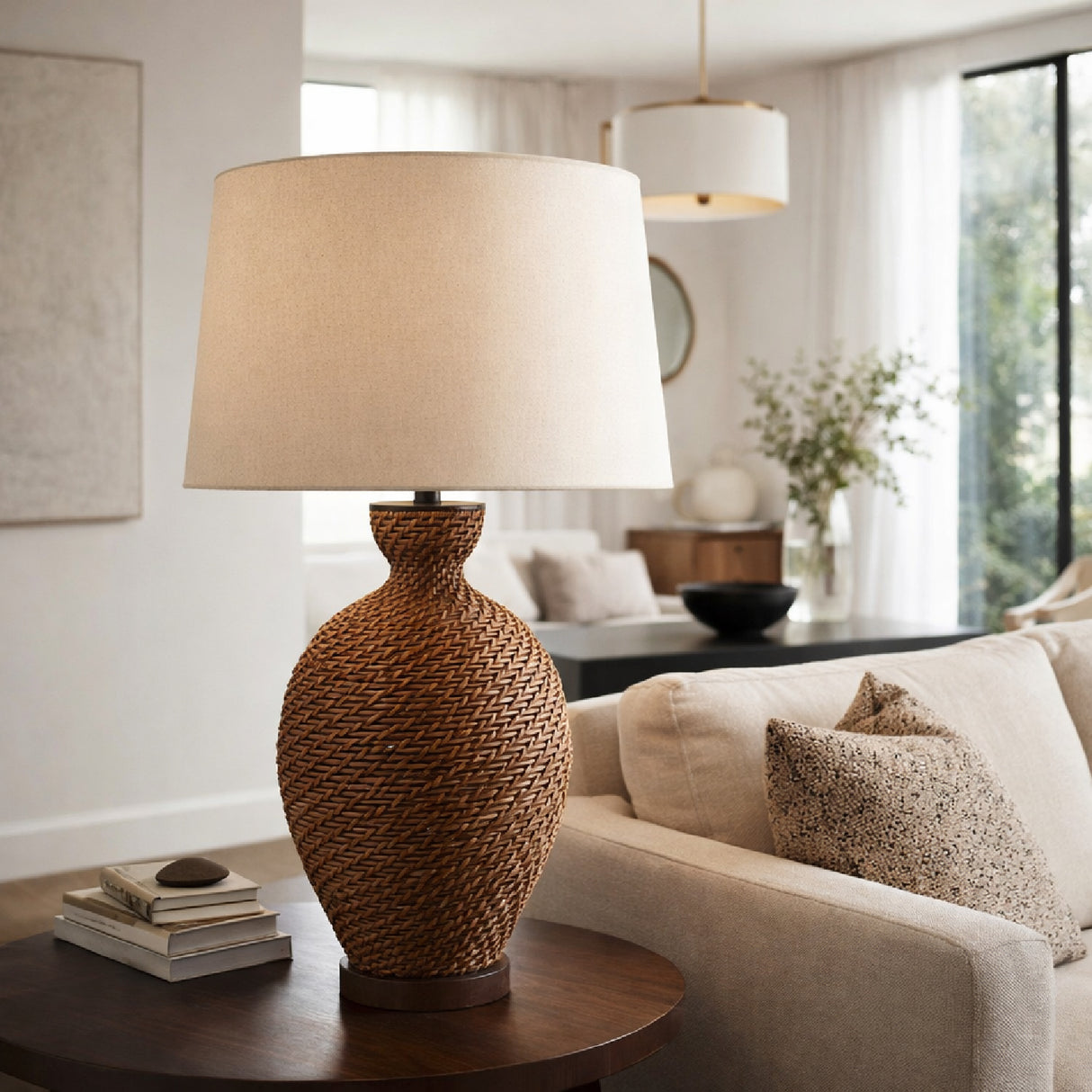 Painted Rattan Accent Table Lamp | Oroa.com