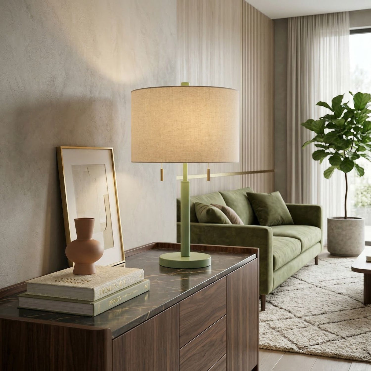 Drum Linen Shade Table Lamp | Oroa.com
