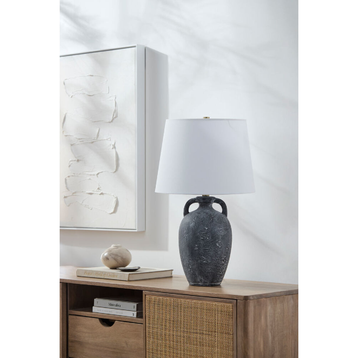 Modern European furniture - Black Ceramic Linen Table Lamp - www.oroa.com | Oroa.com