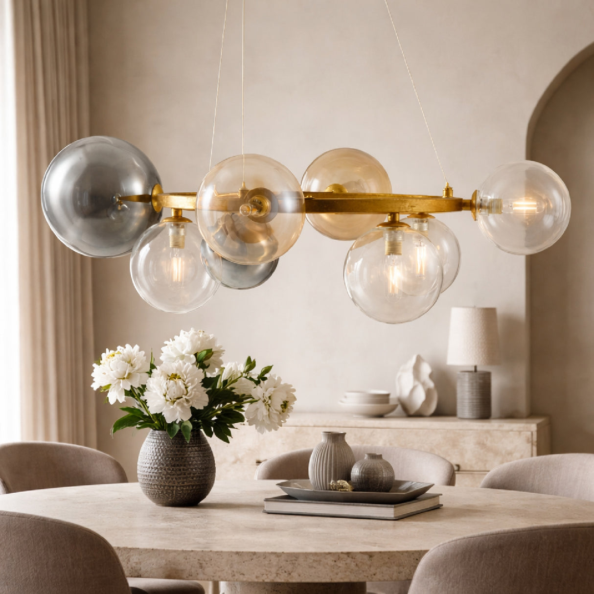 Clear Glass Orbs 8-Light Chandelier | Oroa.com