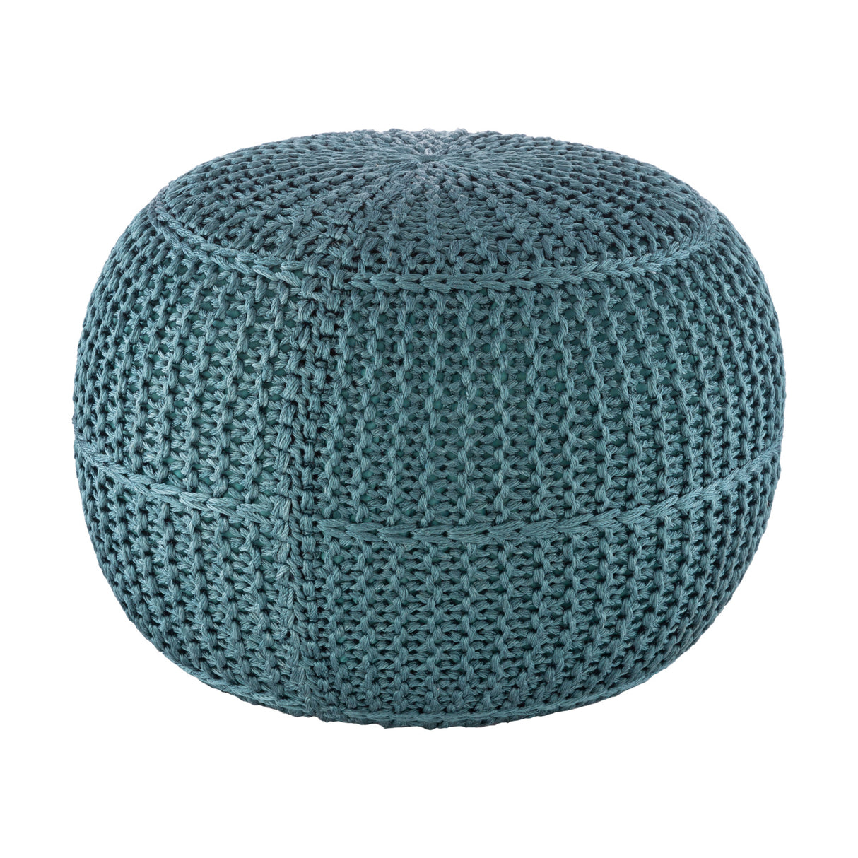Blue Knitted Round Outdoor Pouf | Oroa.com