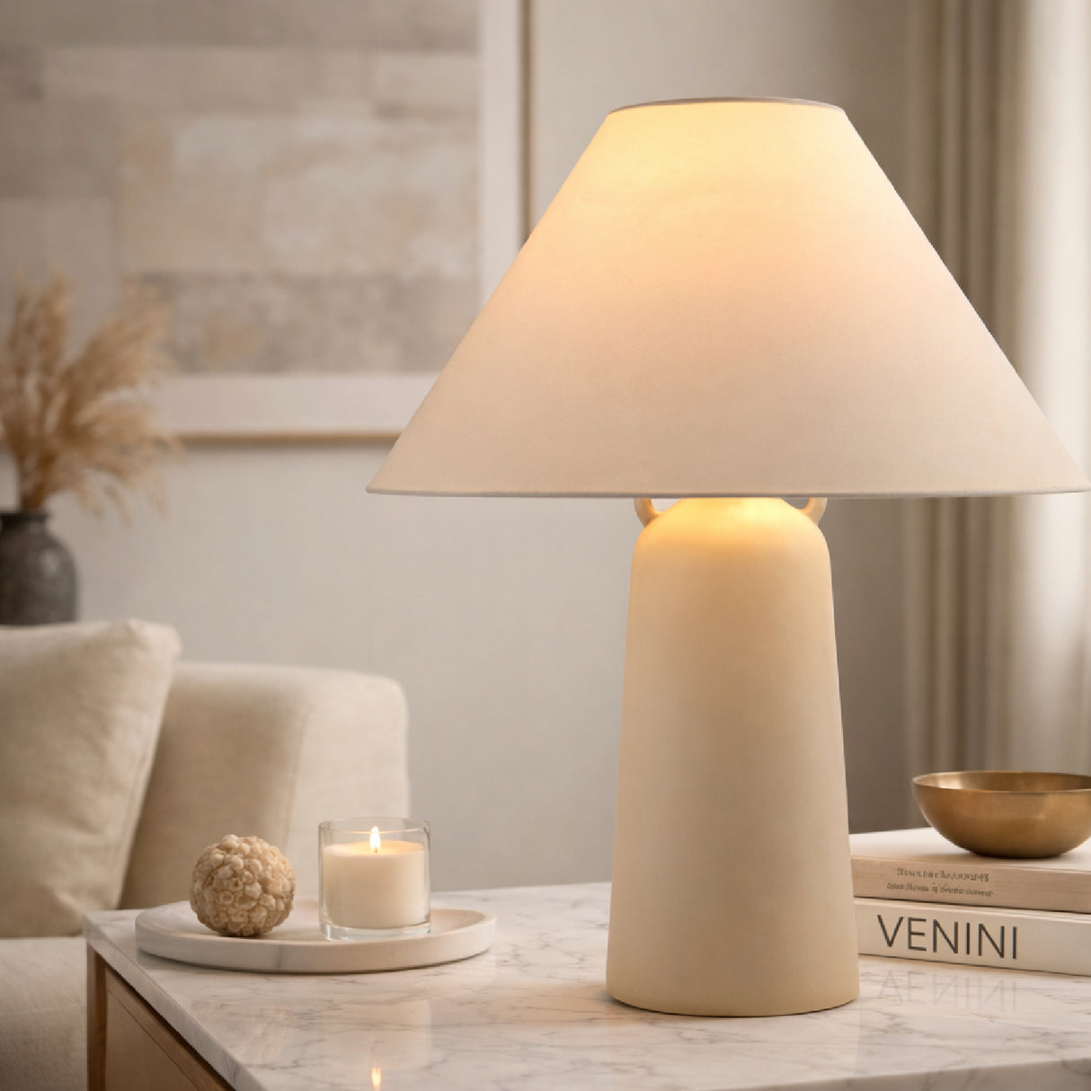 Modern European furniture - Hand-Painted Gray Concrete Table Lamp - www.oroa.com | Oroa.com