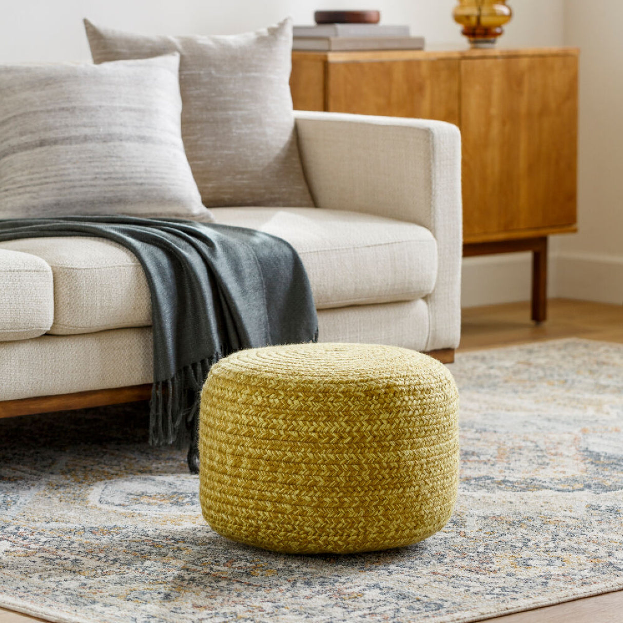 Modern furniture - Round Woven Outdoor Pouf - www.oroa.com | Oroa.com