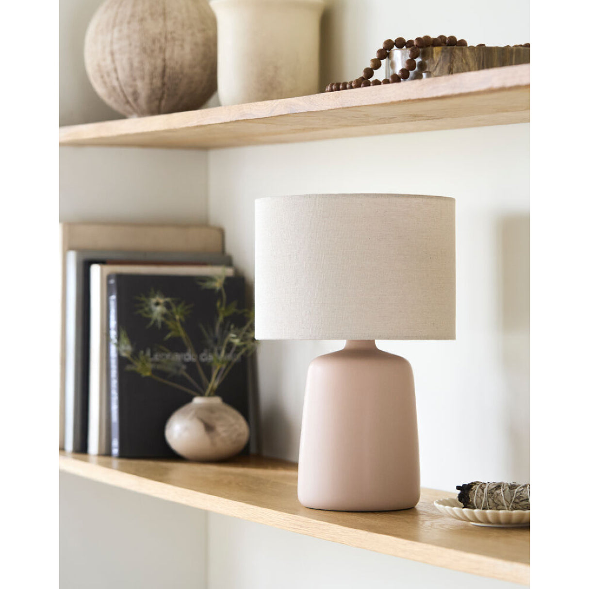 Beige Linen Ceramic Table Lamp L | Oroa.com