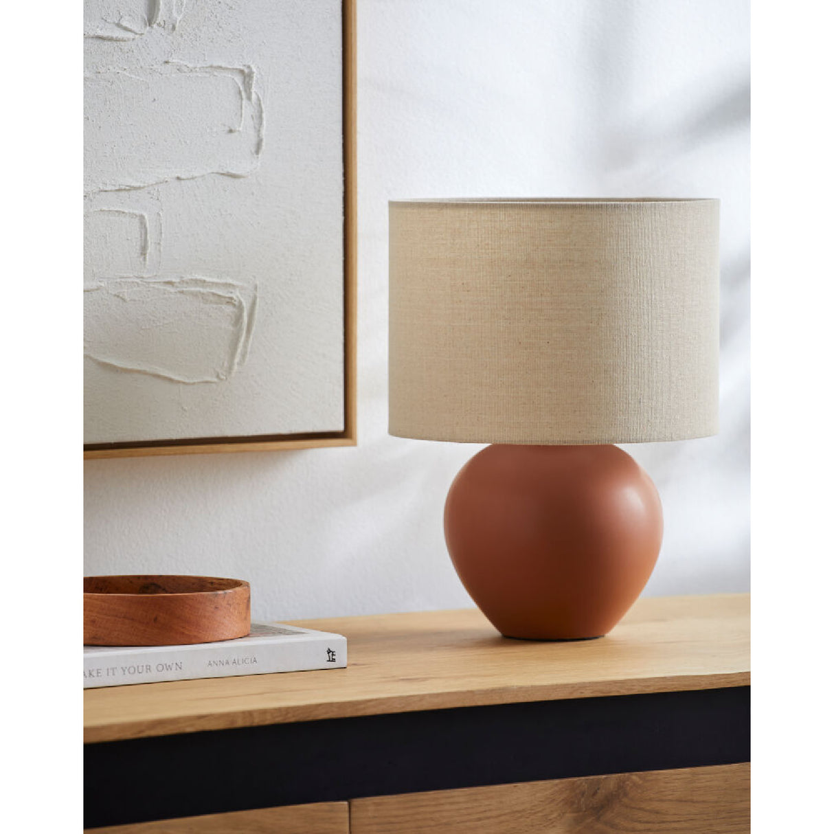 Rounded Ceramic Linen Table Lamp | Oroa.com