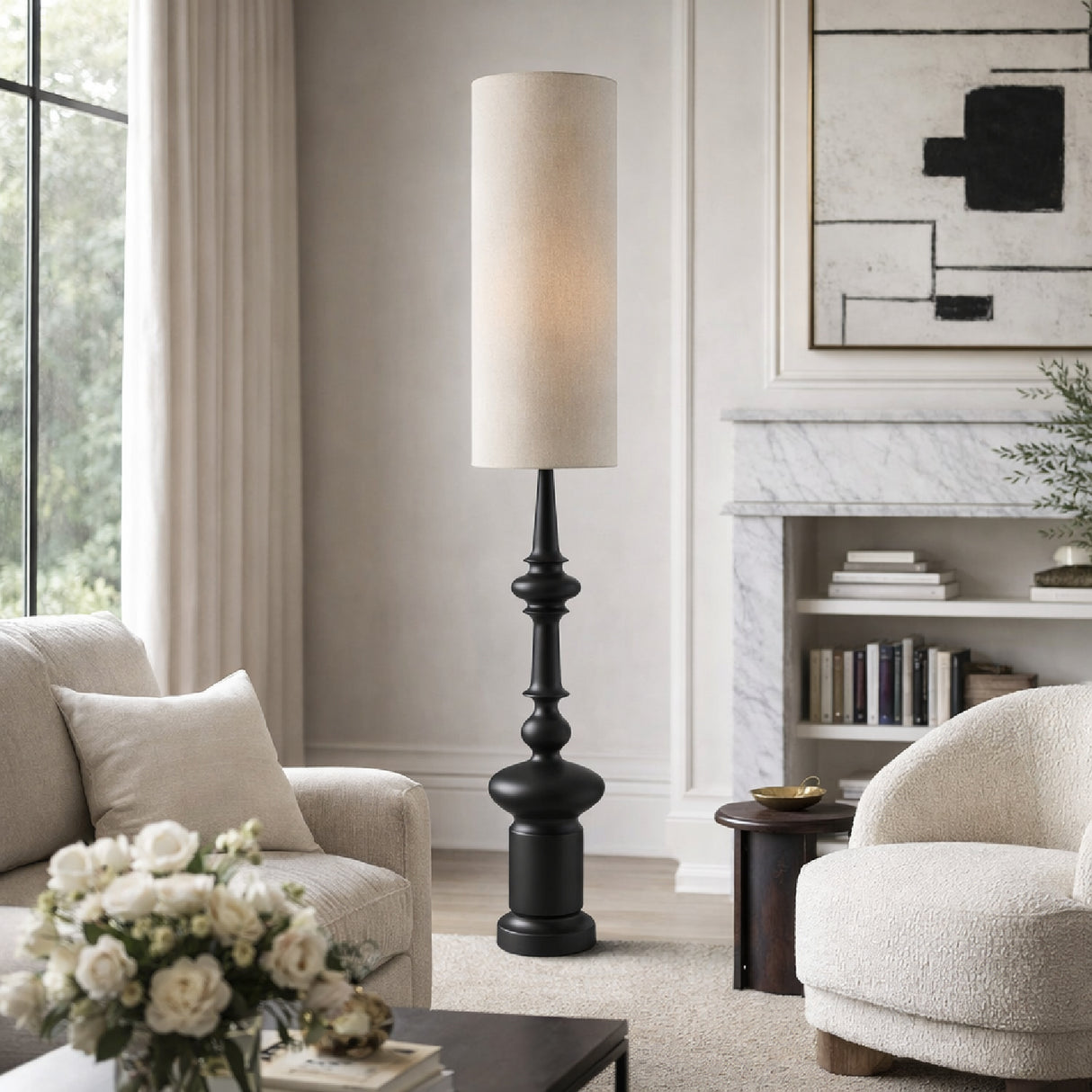 Cylindrical Linen Shade Floor Lamp | Oroa.com