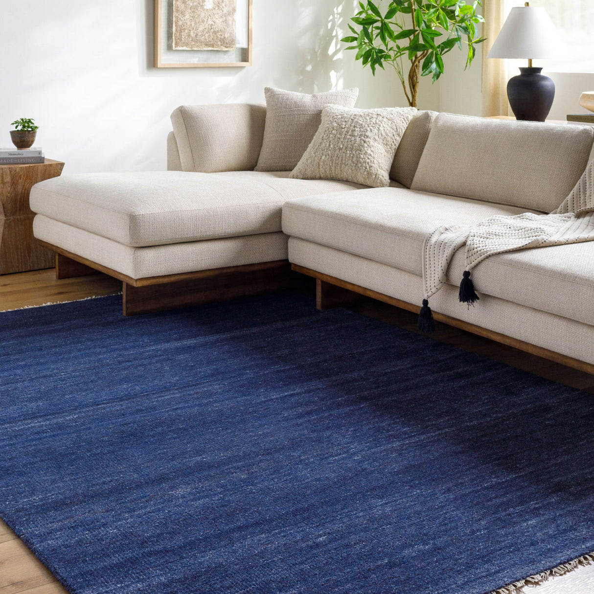Modern European furniture - Blue Wool Fringed Table Runner - www.oroa.com | Oroa.com