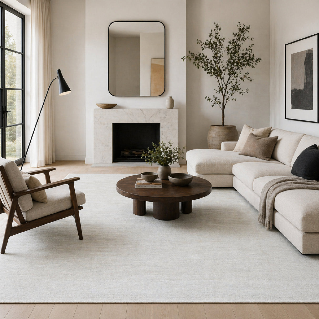 Modern European furniture - Hand-Knotted Wool Fringed Square Carpet - www.oroa.com | Oroa.com