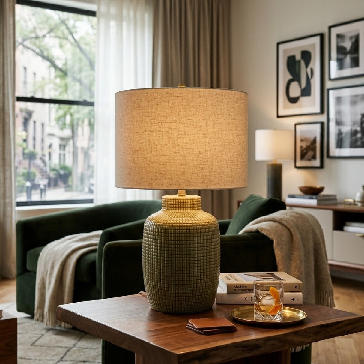 Modern European furniture - White Linen Ceramic Table Lamp - www.oroa.com | Oroa.com