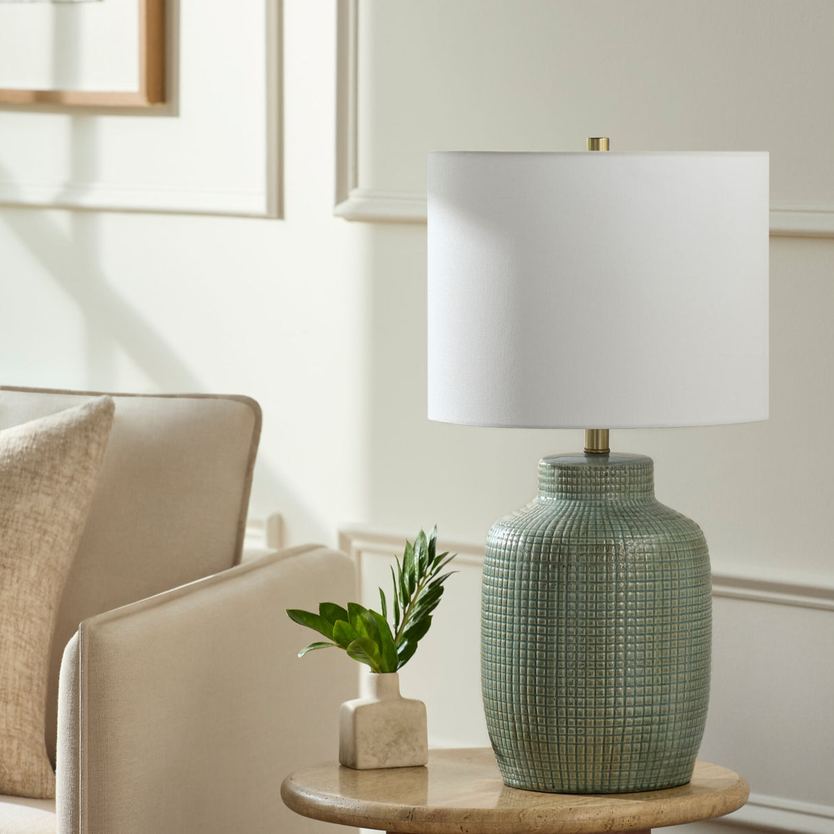 Modern European furniture - White Linen Ceramic Table Lamp - www.oroa.com | Oroa.com