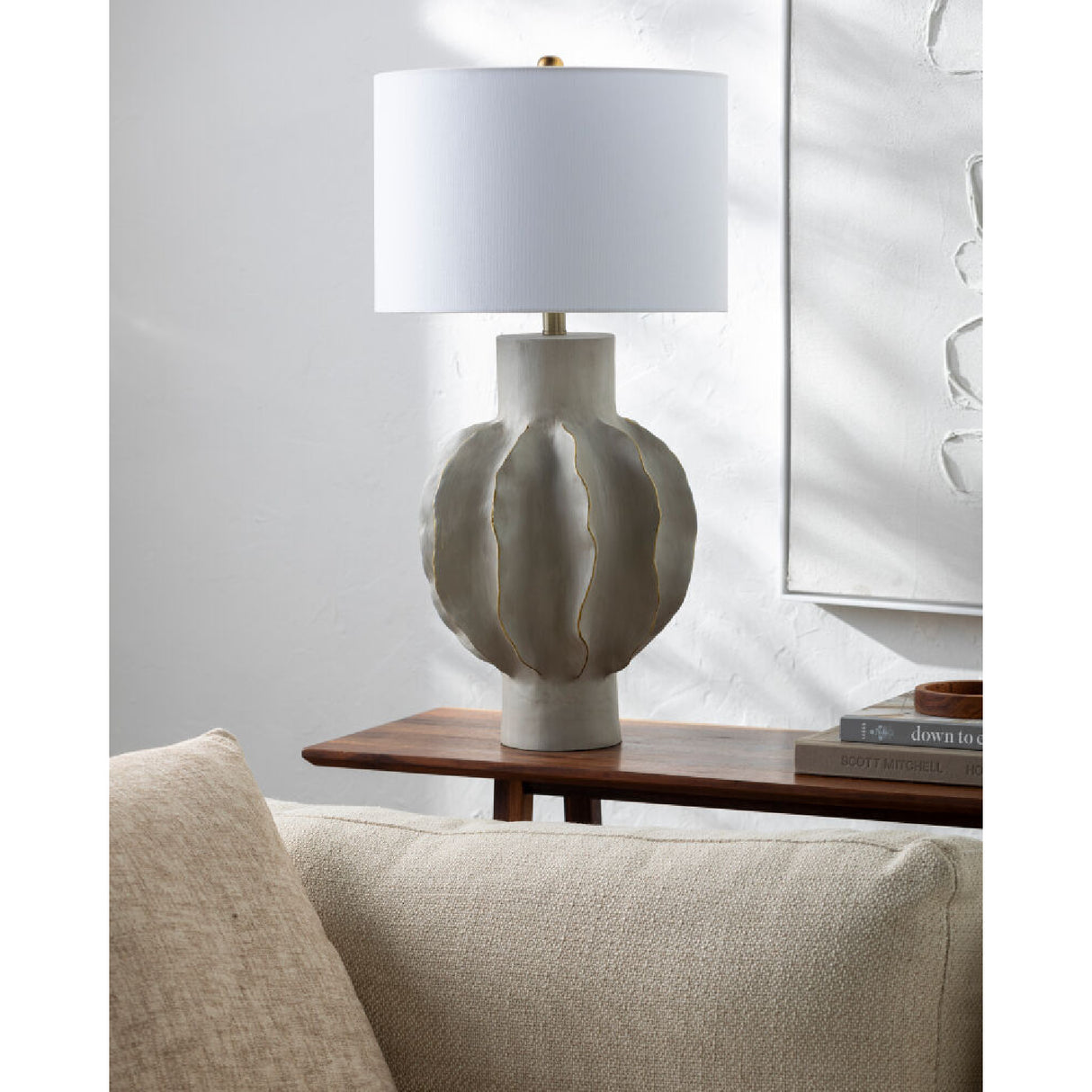 Gray Scuptured Accent Table Lamp | Oroa.com