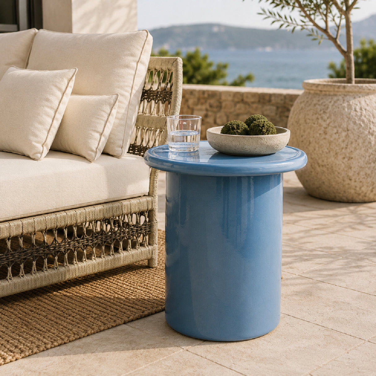 Modern European furniture - Blue Ceramic Outdoor Stool - www.oroa.com | Oroa.com