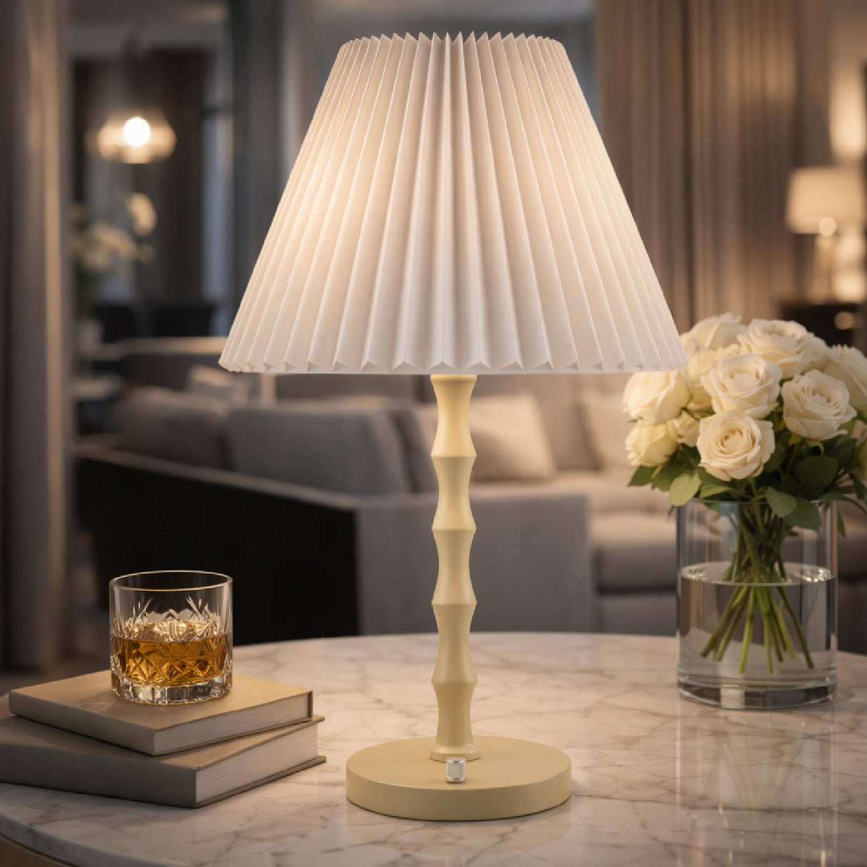 Modern European furniture - Pleated Linen Iron Table Lamp - www.oroa.com | Oroa.com