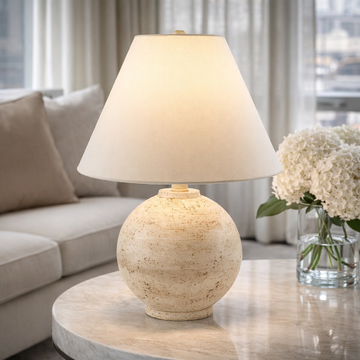 Modern European furniture - Cream Sphere Base Table Lamp - www.oroa.com | Oroa.com