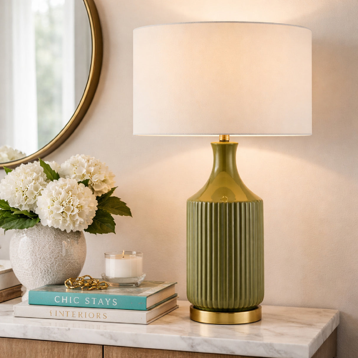 Fluted Glazed Ceramic Table Lamp | Oroa.com