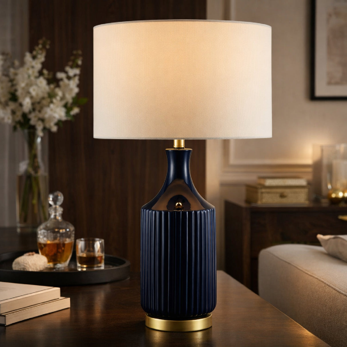Fluted Glazed Ceramic Table Lamp | Oroa.com