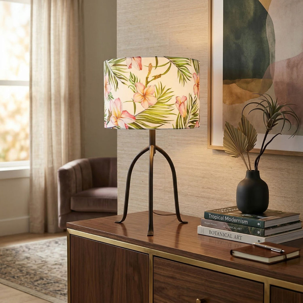Floral Print Linen Table Lamp S | Oroa.com