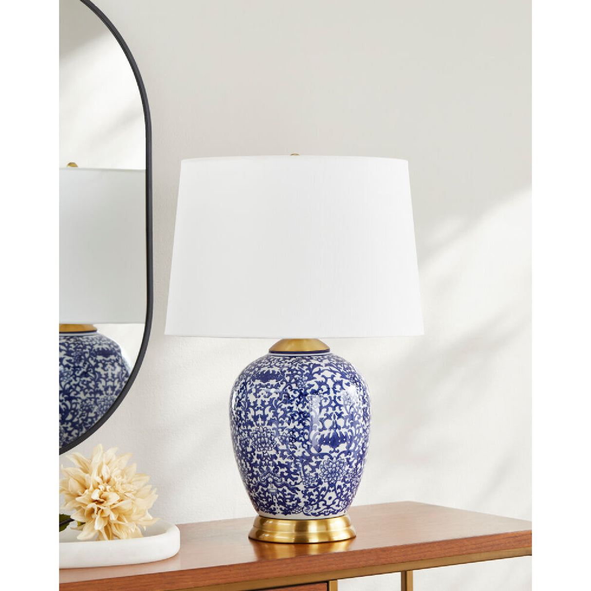 Modern European furniture - Blue Floral Ceramic Table Lamp - www.oroa.com | Oroa.com