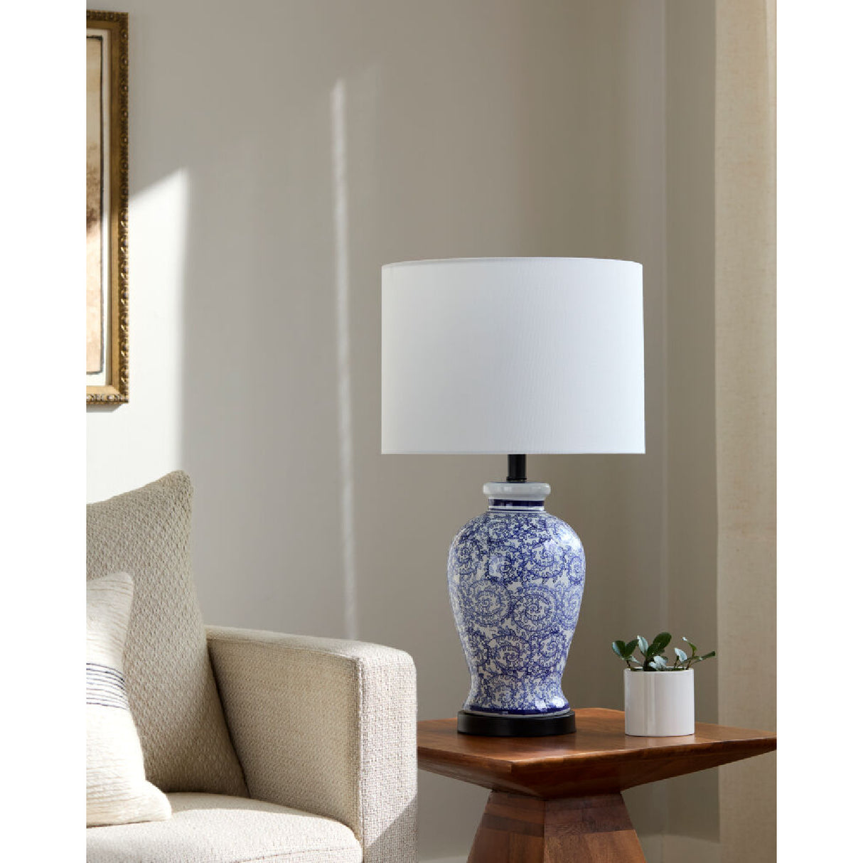Modern European furniture - Blue Vines Ceramic Table Lamp - www.oroa.com | Oroa.com