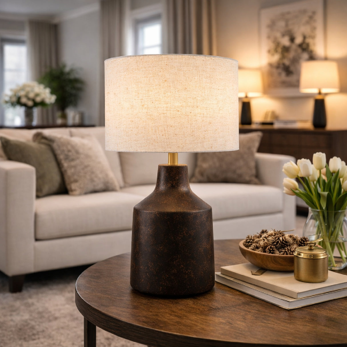 Painted Cement Accent Table Lamp | Oroa.com