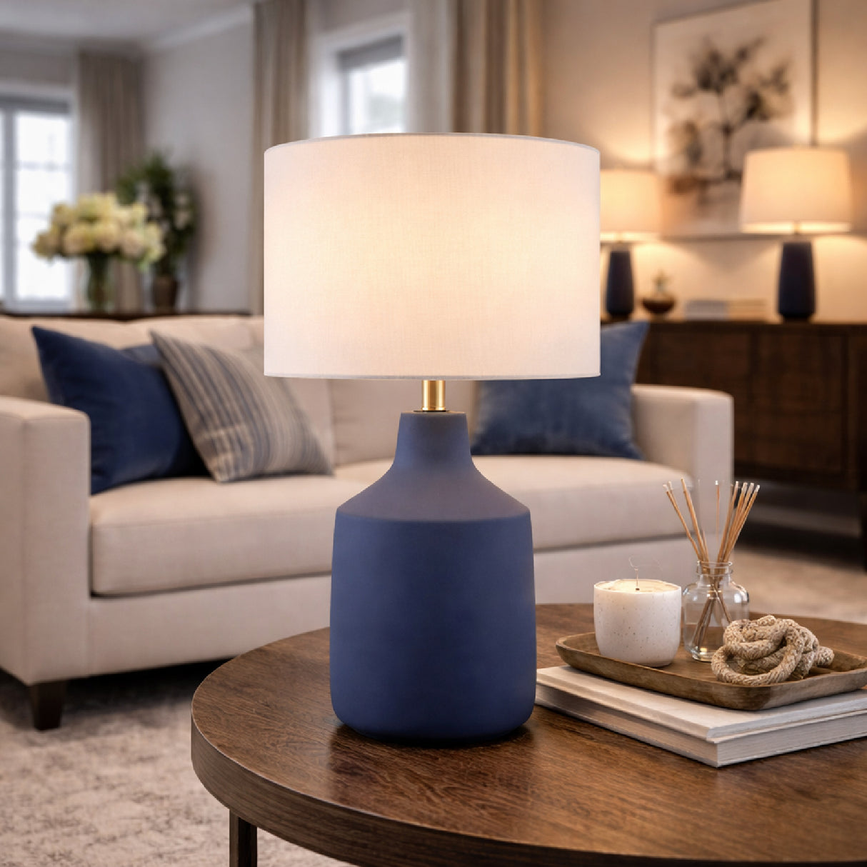 Painted Cement Accent Table Lamp | Oroa.com