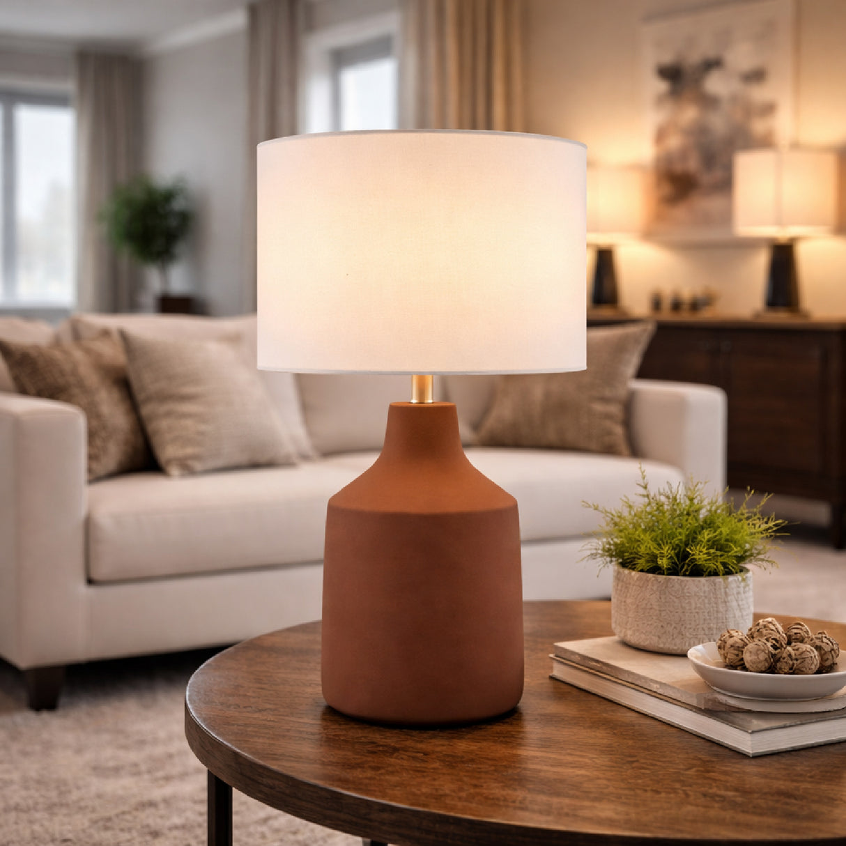 Painted Cement Accent Table Lamp | Oroa.com